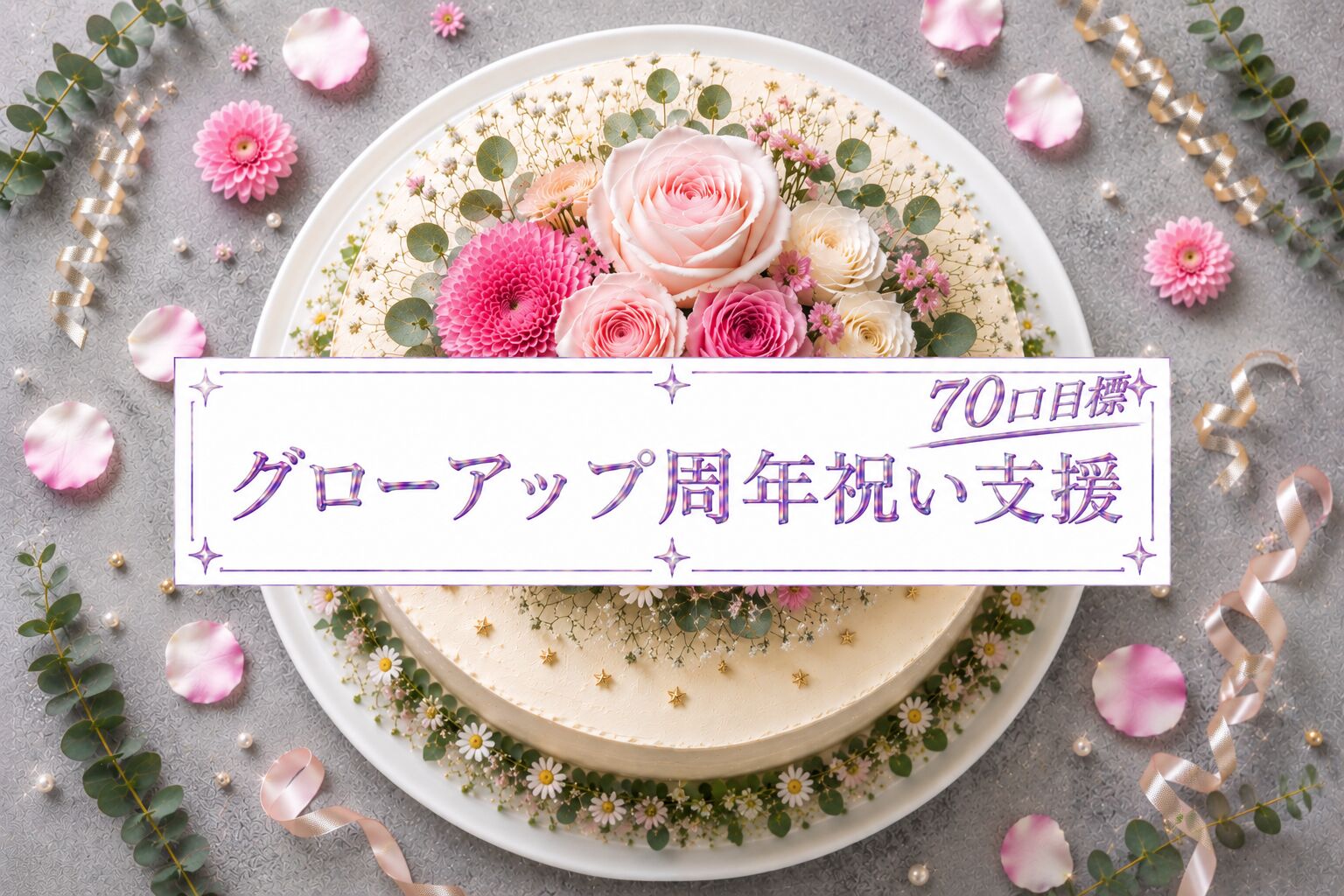 グローアップ2周年お祝いケーキのサムネイル